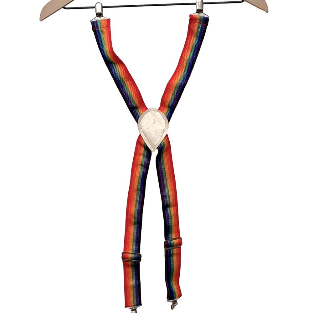 Vintage Striped Rainbow Suspenders Small/Med Kids Pride Unisex Adjustable Clasp